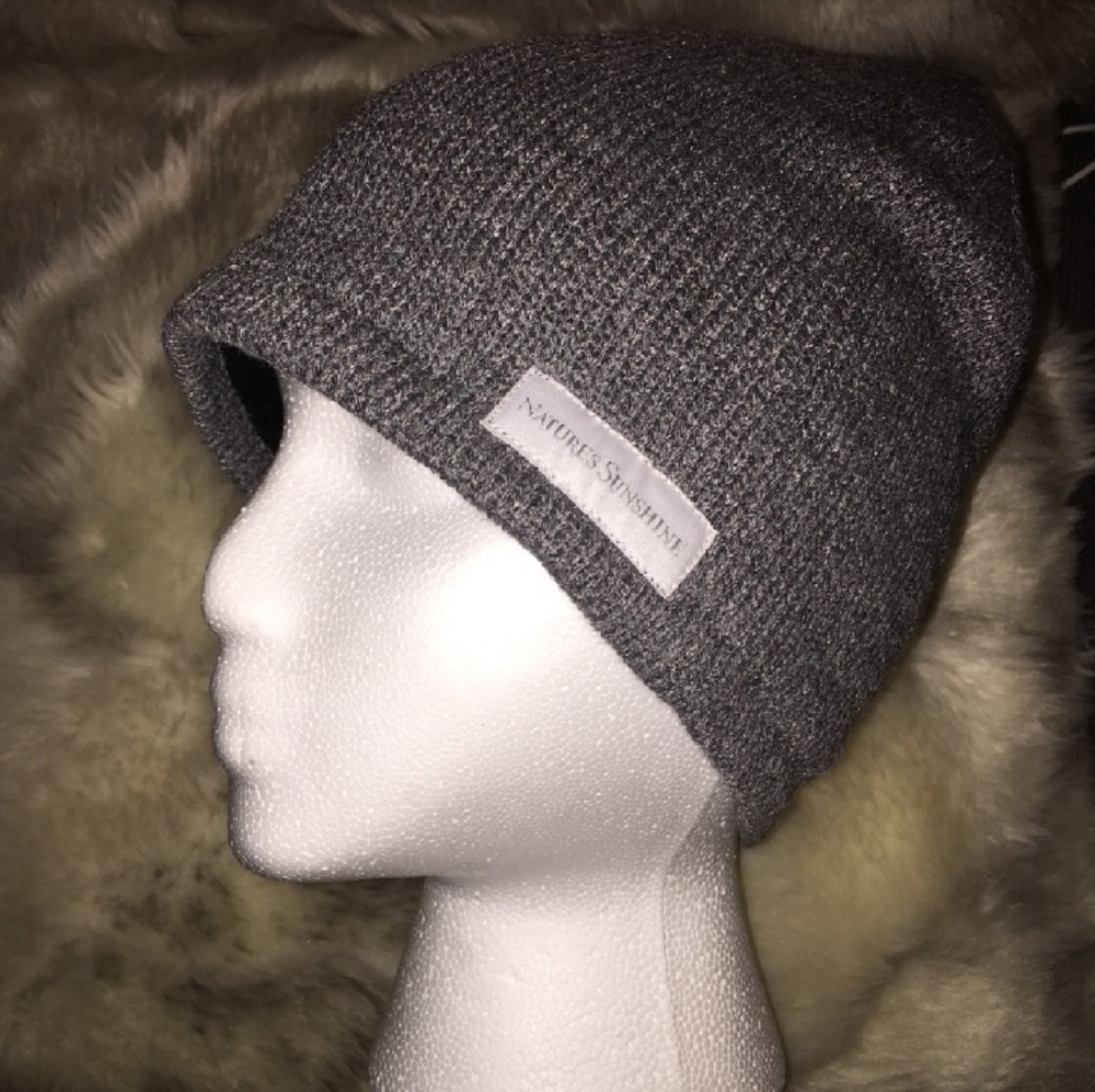 Gray Fleece lined knit Beanie brand new